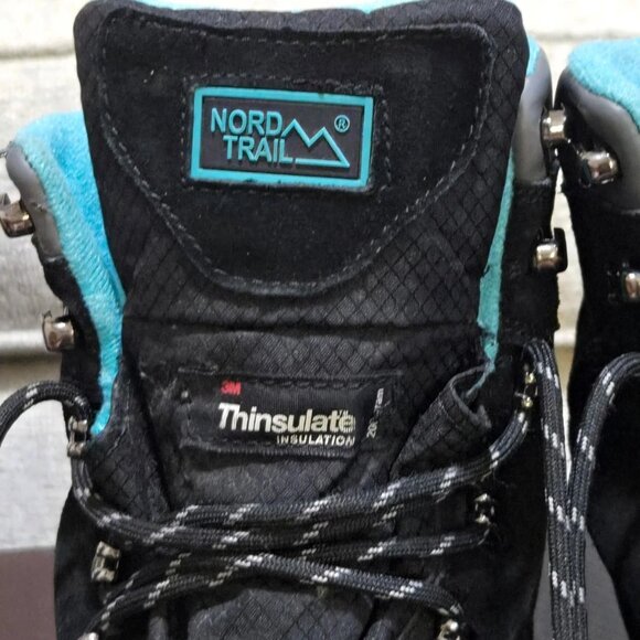 Womens Nord Trail JENNY Thinsulate Snow Hiking Boots 9M Black Teal Suede Lace Up - Picture 6 of 9